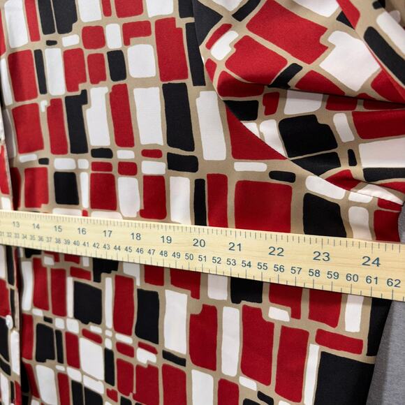 Vintage Notations Red Geometric Pattern Button down Short Sleeve Blouse 18w - Picture 3 of 4